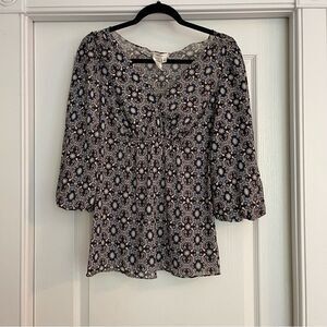 Sophie Max Blue, Brown and White Patterned Blouse